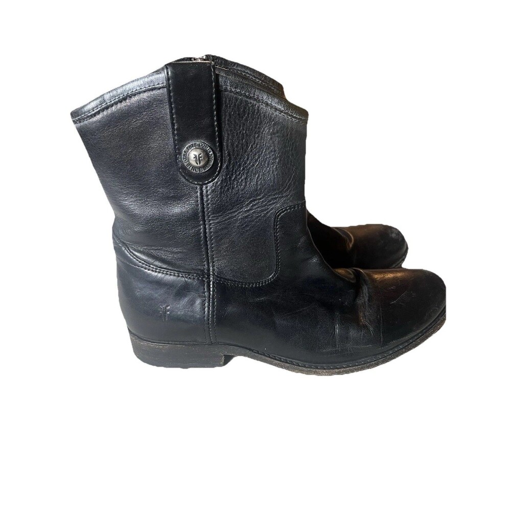 Women’s Frye Melissa Button Short Leather Ankle Booties size 6 Black